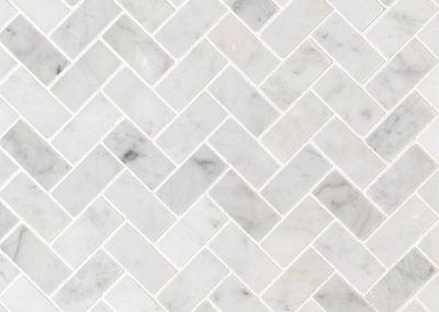 Carrara White 1x2 Herringbone-Honed Kitchen Backsplash Subway Tile