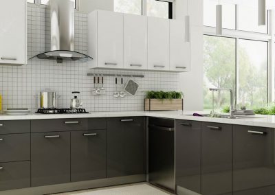 High Gloss Gray European Kitchen Cabinets in Colorado Springs
