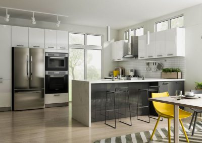 High Gloss White European Kitchen Cabinets in Colorado Springs